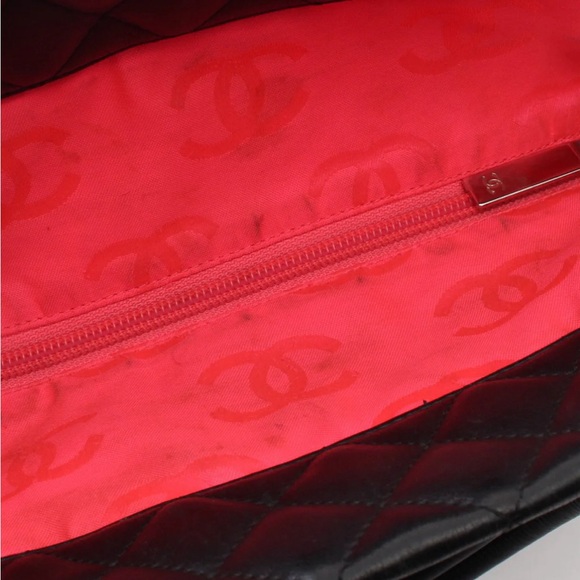 Chanel Cambon Tote Shoulder Bag Handbag Black Quilted Lambskin Leather - Picture 7 of 13